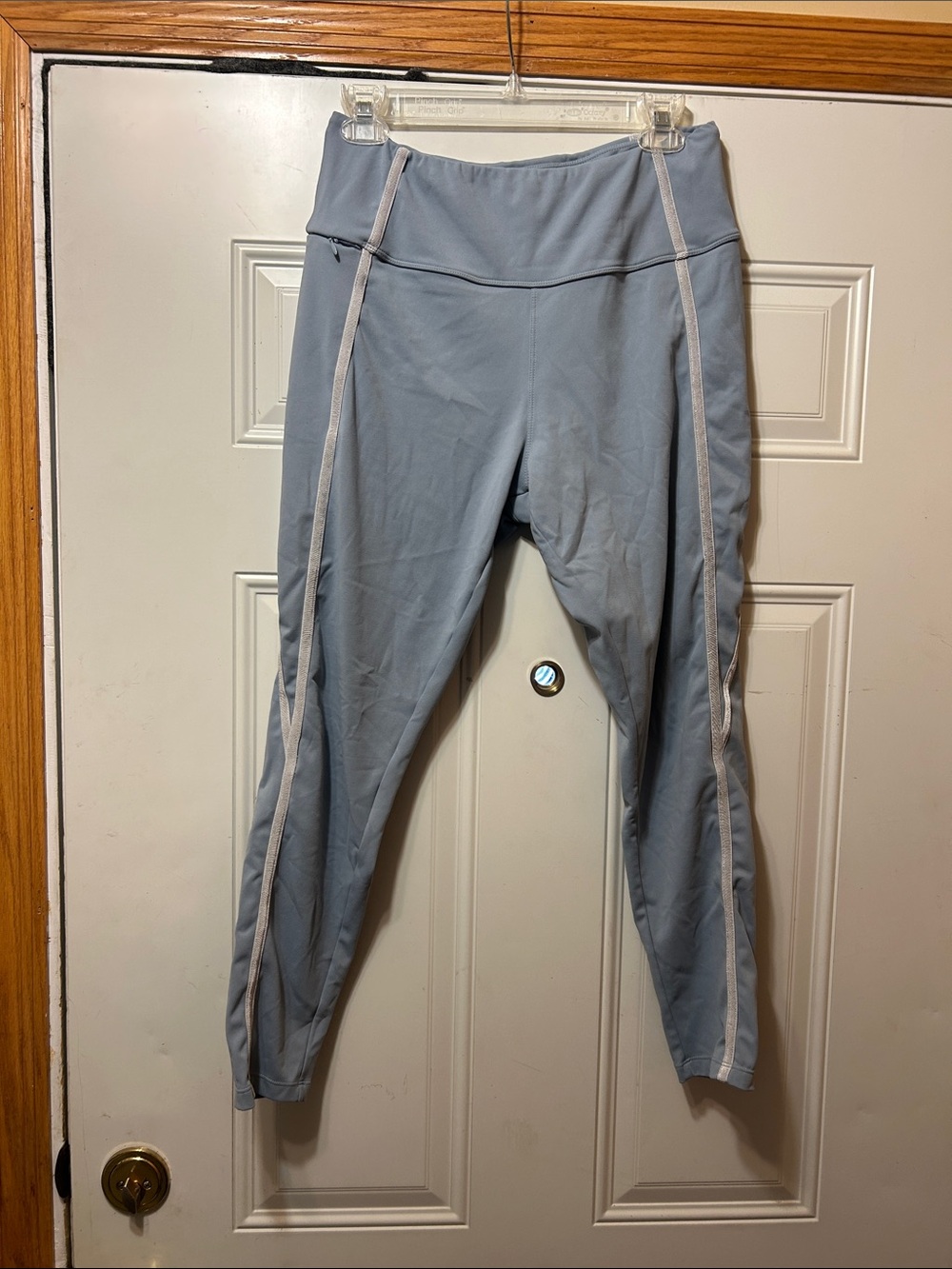 Light Blue Active Leggings with Contrast Side Stripes L
